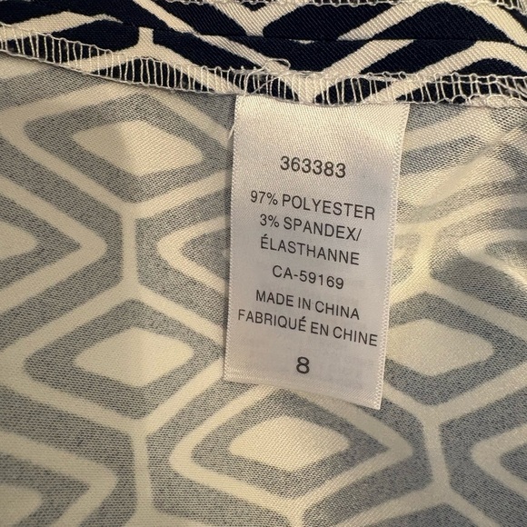 Mario Serrani White and Blue Sheath Dress Sleeveless Crew Neck size 8 - Picture 9 of 9